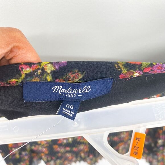 Madewell Women 00 Mountain Skirt Black Floral Micro Pleated Mini Polyester NEW - Picture 3 of 5